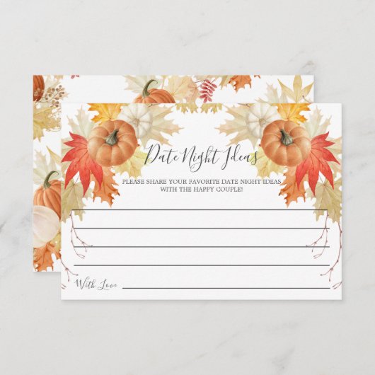 Automne Quitte Citrouille Date Nuit Idées Carte (Devant / Derrière)