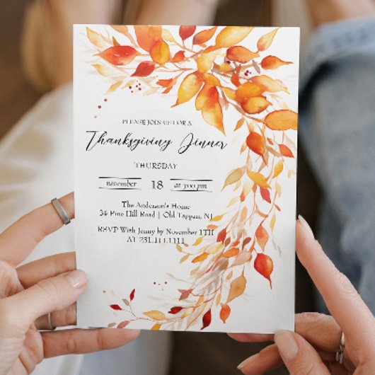 Automne quitte Thanksgiving Dîner Invitation