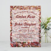 Automne Red Feuille Rustic Wedding Invitations (Debout devant)