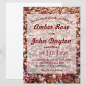 Automne Red Feuille Rustic Wedding Invitations (Devant / Derrière)