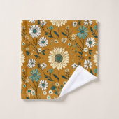 Automne Retro Boho Mustard Motif (Gant de toilette)