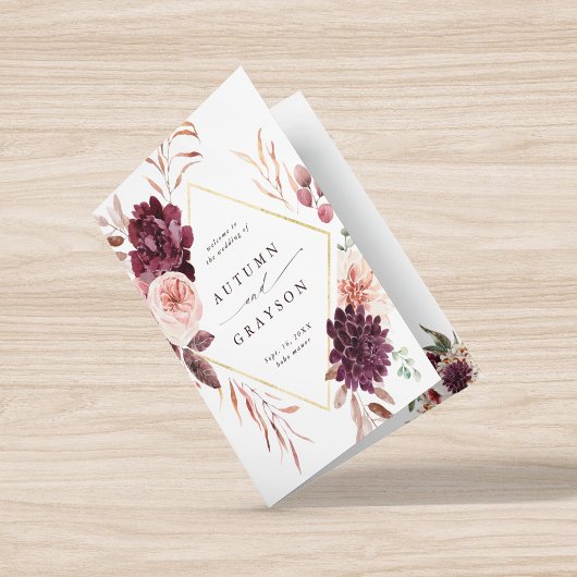 Automne Romance Floral Bourgogne Programme de mari