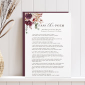 Automne Romance Passez la carte Poem Bridal Game C