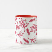 Automne Rouge Feuille Outline Mugs Deux Tons (Centre)