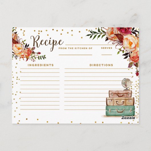 Automne Rouge Marsala Voyage Thème Recette Carte (Dos)