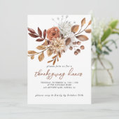 Automne Rouille Florale Thanksgiving Invitation (Debout devant)