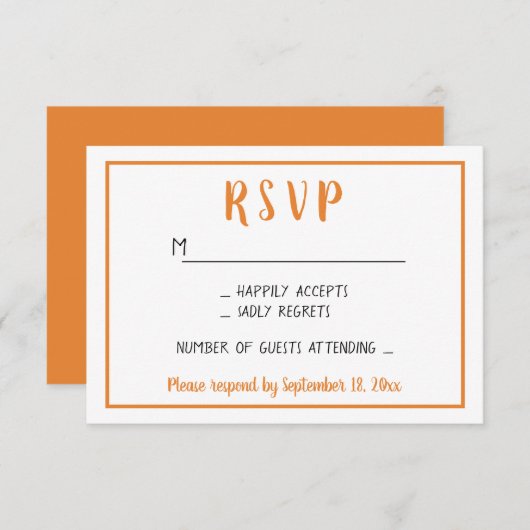 Automne RSVP Orange Automne Soirée de Mariage Mini (Devant / Derrière)