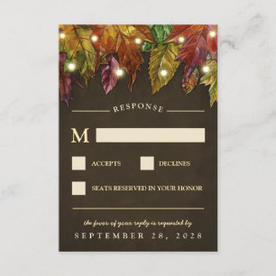Automne Rustique Automne Feuilles Mariage RSVP Car