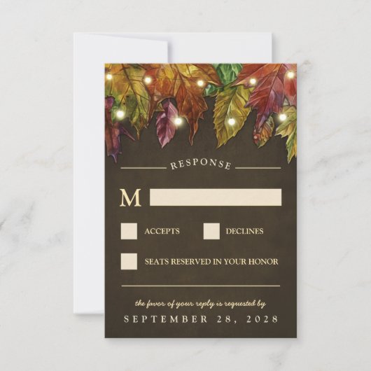 Automne Rustique Automne Feuilles Mariage RSVP Car (Devant)