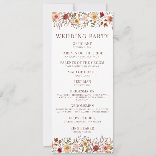 Automne Rustique Automne Fleurs séchées Programmes (Dos)