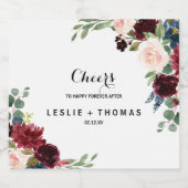 Automne Rustique Bourgogne Mariage Étiquette à vin (Étiquettes simples)