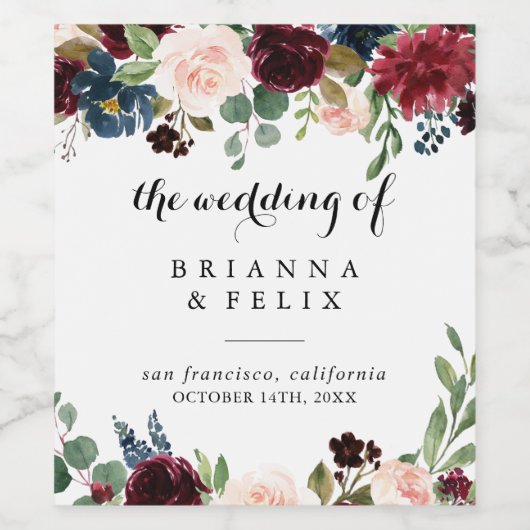 Automne Rustique Calligraphie Mariage Étiquettes d (Étiquettes simples)