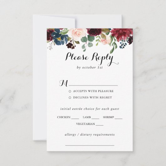 Automne Rustique Calligraphie Mariage Menu Choix R (Devant)