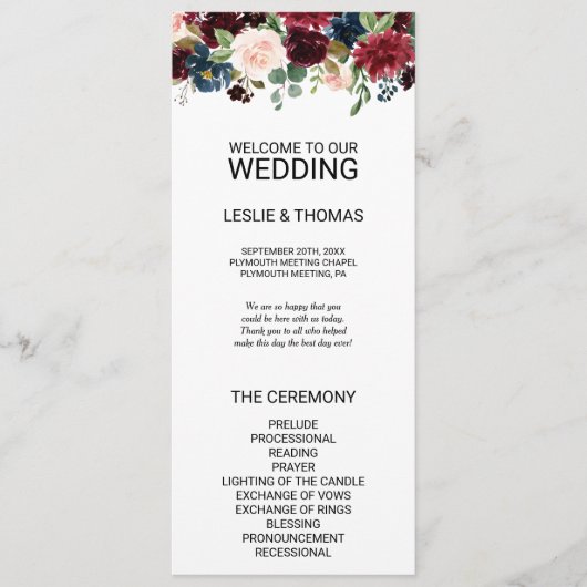 Automne Rustique Éblouissant Programme de Mariage (Devant)