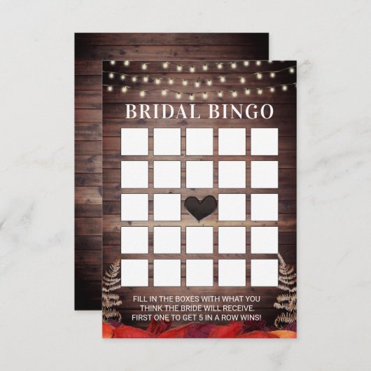 Automne rustique épousant des cartes de bingo-test (Devant / Derrière)