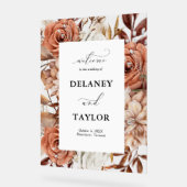 Automne Rustique Floral Mariage encadré Bienvenue (Angle)