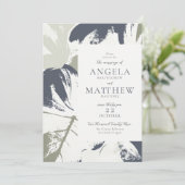 Automne Sage Marine Floral Invitation Abstraite (Debout devant)