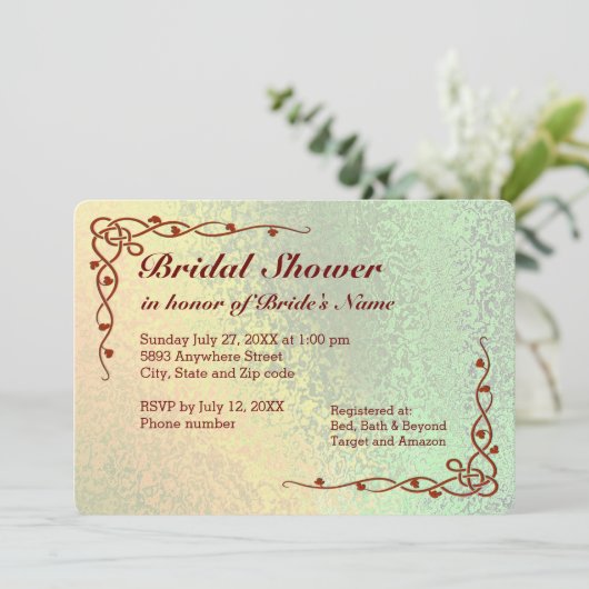 Automne Shades vert Jaune nuptiale Invitation (Debout devant)