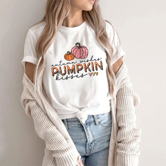 Automne souhaite baisers citrouilles T-shirt Autom
