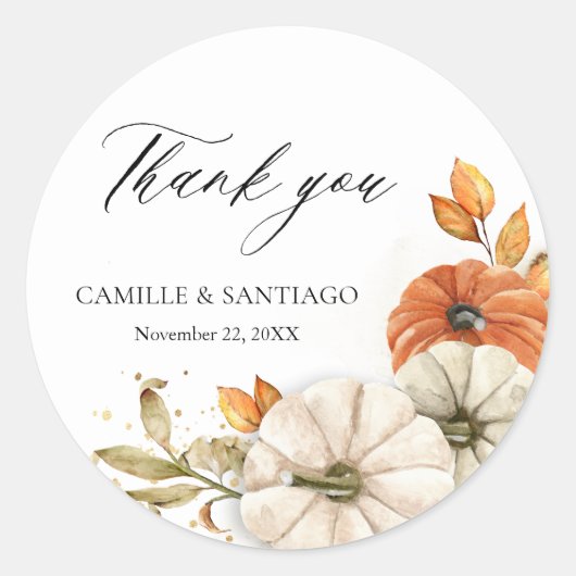 Automne Stickers Merci Rustique Mariage (Devant)