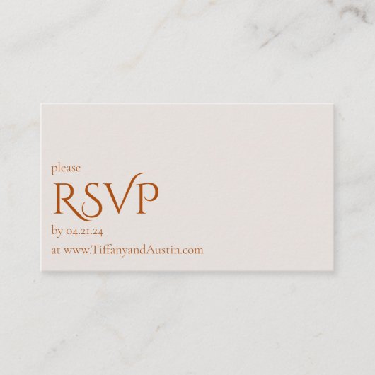 Automne Terracotta moderne mariage carte RSVP (Devant)