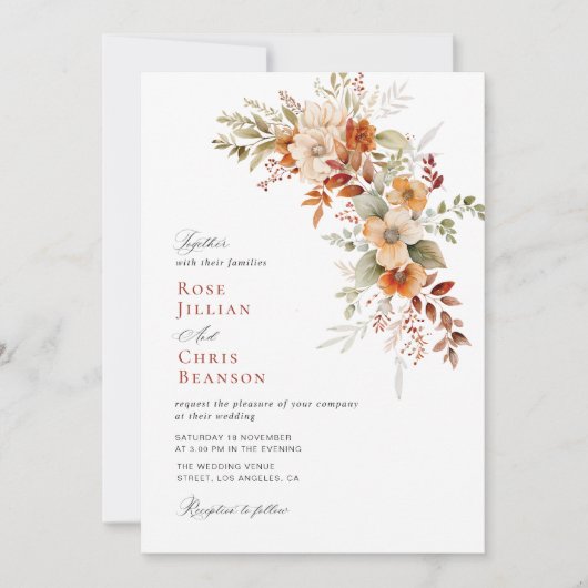 automne terre cuite automne faire-part de mariage (Devant)