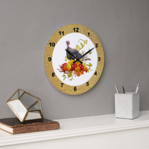 Automne / Thanksgiving Turquie Citrouille Horloge 