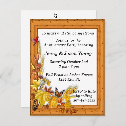 Automne Thème Anniversaire Invitation (Devant / Derrière)