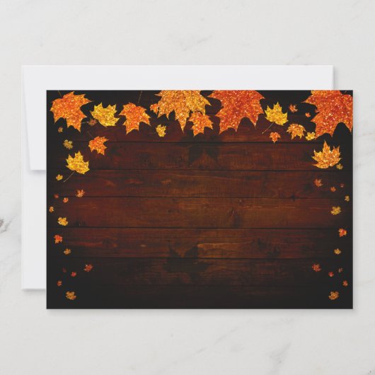 Automne Tirer Glittery Feuilles Invitations rustiq (Dos)