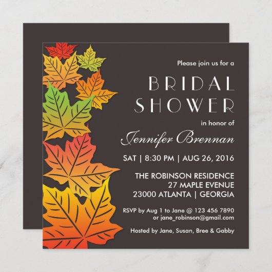 Automne Tomber Maple Leaf Faire-part de mariage gr (Devant / Derrière)