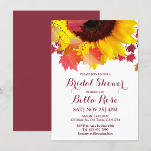 Automne Tournesol Automne Bridal Douche Invitation