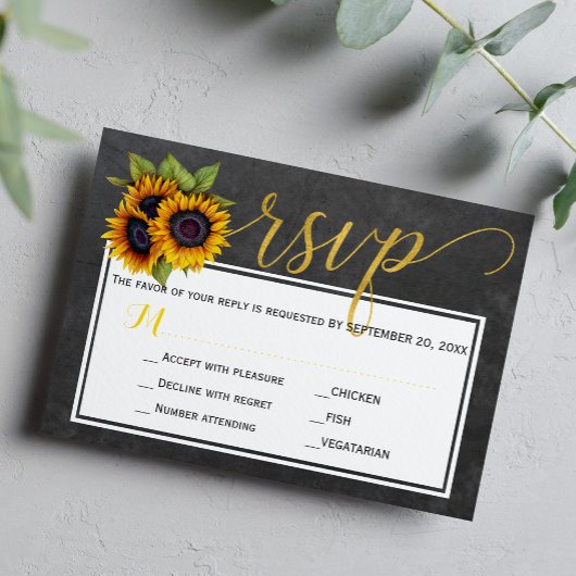 Automne tournesol rustique mariage script rsvp