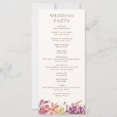 Automne Tropical Floral Programme de mariage Abstr (Dos)
