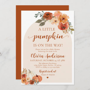 Automne Un Petit Baby shower Citrouille Invitation
