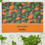 Automne Vert et Orange Feuille Acorns Serviettes (Plié)