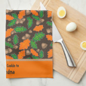 Automne Vert et Orange Feuille Acorns Serviettes (Quart Plié)