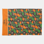 Automne Vert et Orange Feuille Acorns Serviettes (Horizontal)