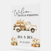 Automne Vintage Camion Citrouilles Mariage Affiche (Angle)