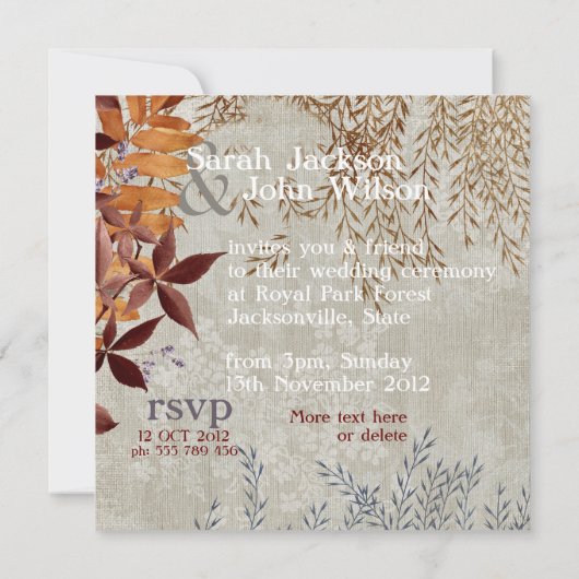 Automne Vintage Moto Mariage Invitations (Dos)