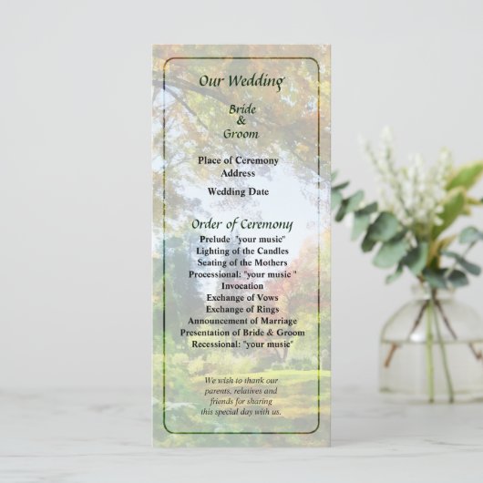 Automne Vista Programme de mariage (Debout devant)