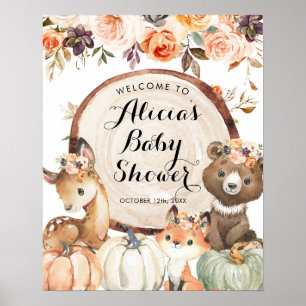 Automne Woodland fille Baby shower Affiche de bien