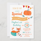 Automne Woodland Fox Citrouille Invitation d'anniv (Devant)