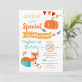 Automne Woodland Fox Citrouille Invitation d'anniv (Debout devant)