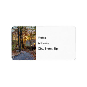 Automne Woods Sunset Walkway Étiquettes de adresse