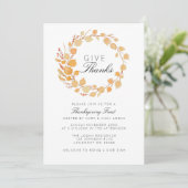 Automne Wreath Aquarelle Thanksgiving Invitation (Debout devant)