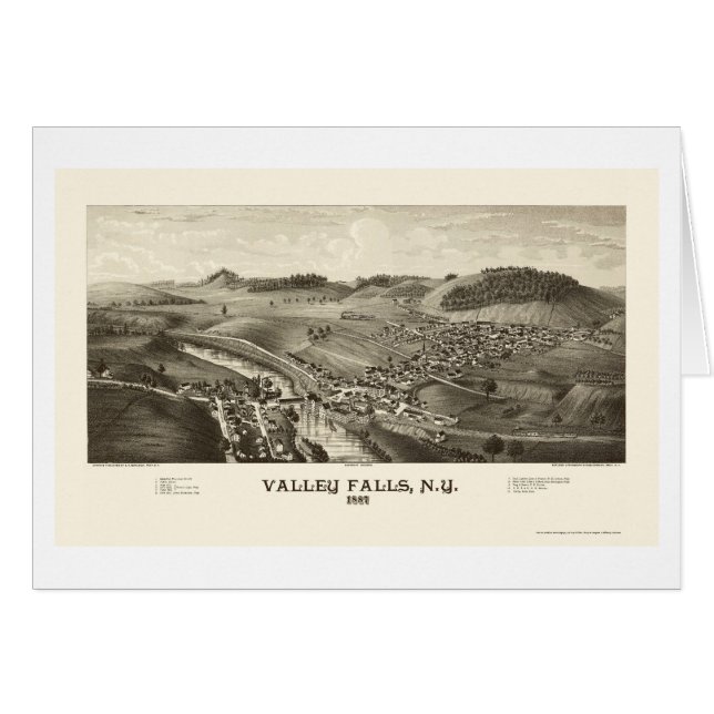 Automnes de vallée, carte panoramique de NY - 1887 (Devant horizontal)