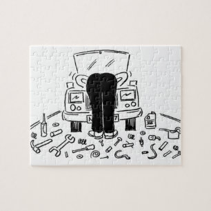 Automobiele Cartoon voor autoonderhoud Legpuzzel