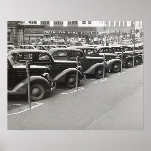 Automobiles in Omaha, 1938.  foto Poster (Voorkant)