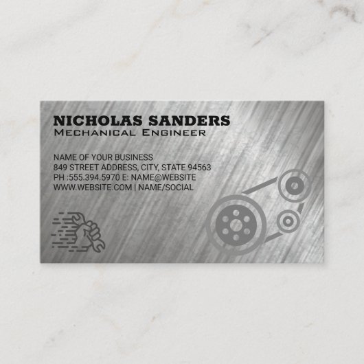 automonteur | Katrollen en moersleutel | autorepar Visitekaartje (Voorkant)