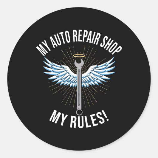 automonteur voor ronde sticker (Voorkant)